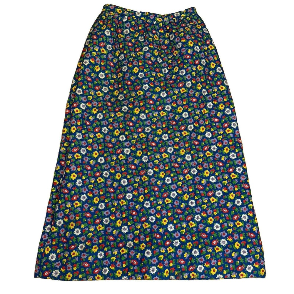 Vintage 70s Jumpin Juniors Skirt XS Floral Quilted Maxi Cottagecore A-Line Boho - Picture 5 of 16